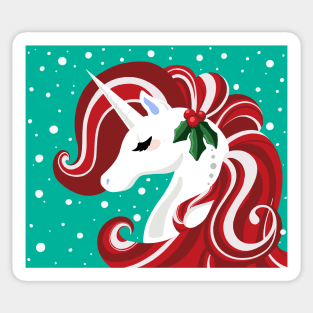 Candy Cane Holly Unicorn Sticker